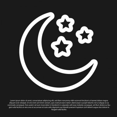 Siyah Ay ve yıldızlar simgesi siyah arka planda izole. Vektör İllüstrasyonu