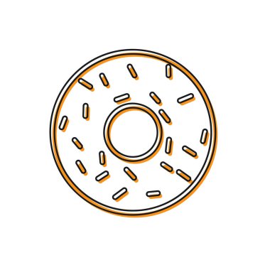 Turuncu Donut beyaz arka plan üzerinde izole tatlı sır simgesi ile. Vektör İllüstrasyonu