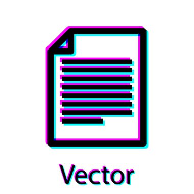 Beyaz arka planda yalıtılmış Siyah Belge simgesi. Dosya simgesi. Denetim listesi simgesi. İş konsepti. Vektör İllüstrasyonu
