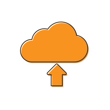 Turuncu Bulut indirme simgesi beyaz arka planda yalıtılmış. Vektör İllüstrasyonu