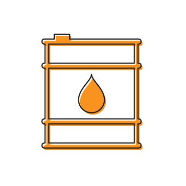 Turuncu Petrol varil çizgi simgesi beyaz arka plan üzerinde izole. Yağ varil konteyner. Bilgi grafikleri, yakıt, endüstri, güç, ekoloji için. Vektör İllüstrasyonu