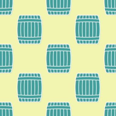 Yeşil Ahşap varil simgesi sarı arka plan üzerinde dikişsiz desen izole. Düz tasarım. Vektör İllüstrasyonu