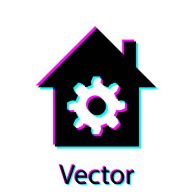 Siyah Akıllı ev ayarları simgesi beyaz arka planda yalıtılmış. Uzaktan kumanda. Vektör İllüstrasyonu
