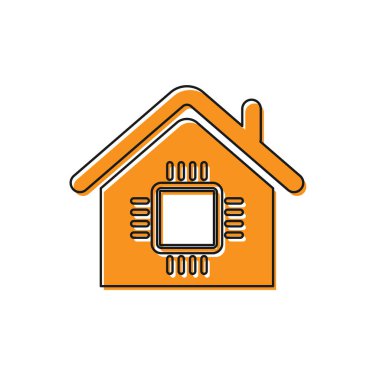 Turuncu Akıllı ev simgesi beyaz arka planda yalıtılmış. Uzaktan kumanda. Vektör İllüstrasyonu