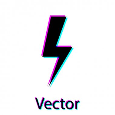 Siyah Yıldırım cıvata simgesi beyaz arka plan üzerinde izole. Flash simgesi. Flash simgesini şarj edin. Şimşek çak. Işık grevi. Vektör İllüstrasyonu