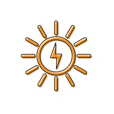 Turuncu Güneş enerji panel ikonu beyaz arka plan üzerinde izole. Vektör İllüstrasyonu