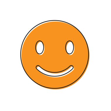 Turuncu Smile yüz simgesi beyaz arka planda izole. Gülümseyen ifade. Mutlu gülen sohbet sembolü. Vektör İllüstrasyonu