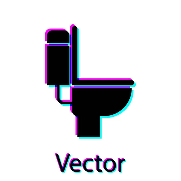 Ícone de vaso sanitário preto isolado no fundo branco. Ilustração vetorial —  Vetores de Stock