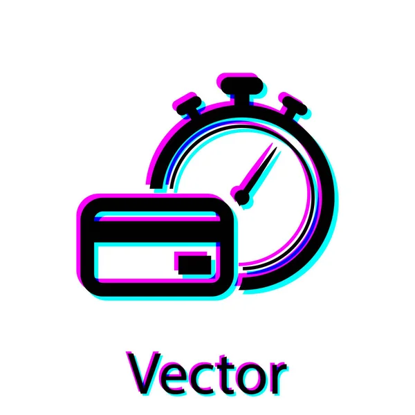 Black icona Pagamenti veloci isolato su sfondo bianco. Pagamento rapido di trasferimento di denaro. Servizi finanziari, prestito veloce, il tempo è denaro, cash back concept. Illustrazione vettoriale — Vettoriale Stock