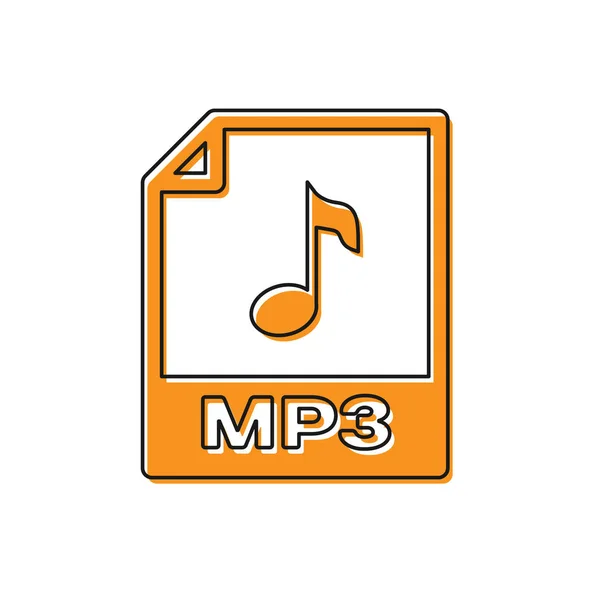 オレンジ色の Mp3 ファイル ドキュメント アイコン。白い背景に隔離されたmp3ボタンアイコンをダウンロードします。Mp3 音楽フォーマット記号。Mp3 ファイルシンボル。ベクトルイラストレーション — ストックベクタ