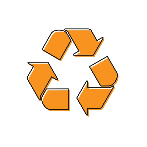 Icono de símbolo de reciclaje naranja aislado sobre fondo blanco. Icono de flecha circular. El medio ambiente reciclable se vuelve verde. Ilustración vectorial — Vector de stock