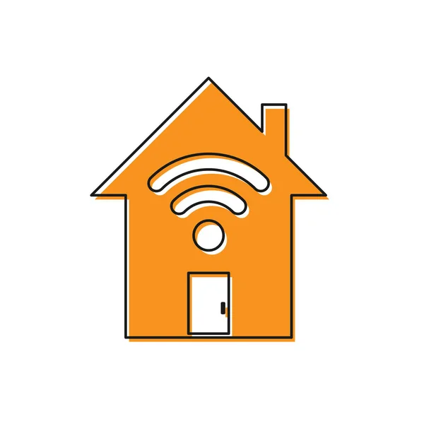Beyaz arka plan üzerinde izole wi-fi simgesi ile Orange Smart ev. Uzaktan kumanda. Vektör İllüstrasyonu — Stok Vektör