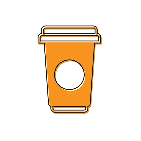 Oranje koffie kopje pictogram geïsoleerd op witte achtergrond. Wegwerp koffiekop met warme koffie. Vector illustratie — Stockvector