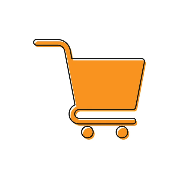 Orangefarbenes Warenkorb-Symbol auf weißem Hintergrund. Online-Kaufkonzept. Lieferservice-Schild. Supermarkt Warenkorb Symbol. Vektorillustration — Stockvektor