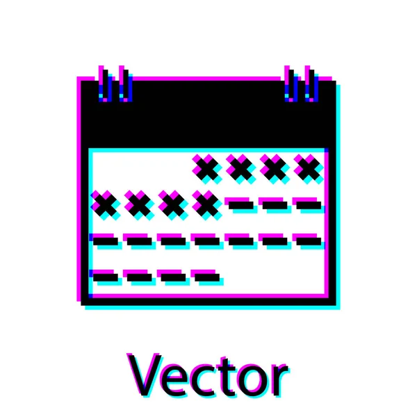 Icono de calendario negro aislado sobre fondo blanco. Ilustración vectorial — Vector de stock