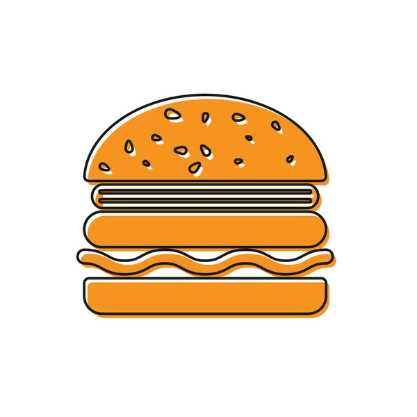 Icône Burger orange isolée sur fond blanc. Icône de hamburger. Cheeseburger sandwich signe. Illustration vectorielle — Image vectorielle