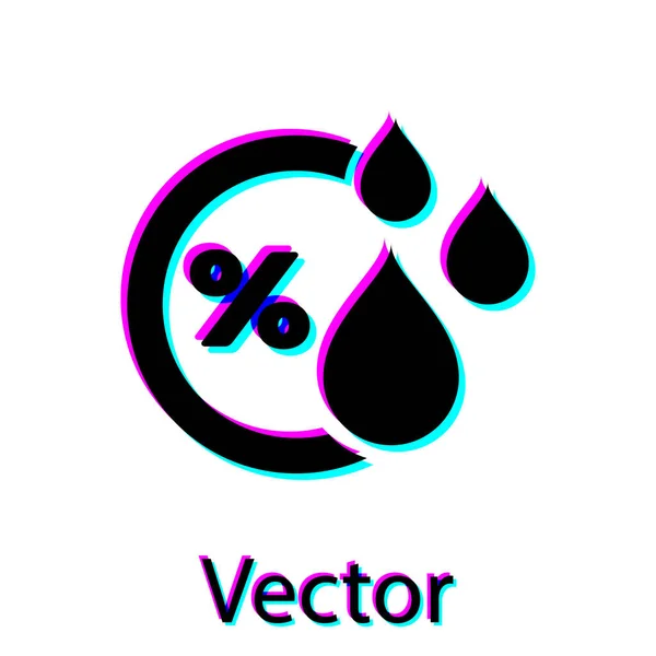 Icono de humedad negra aislado sobre fondo blanco. Clima y meteorología, símbolo del termómetro. Ilustración vectorial — Vector de stock