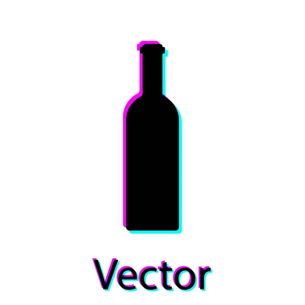 Garrafa preta de ícone de vinho isolado no fundo branco. Ilustração vetorial — Vetor de Stock