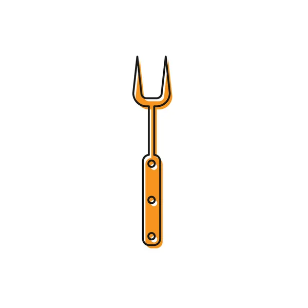 Orange Barbecue fork icon isolated on white background. BBQ fork sign. Barbecue and grill tool. Vector Illustration — Stock Vector