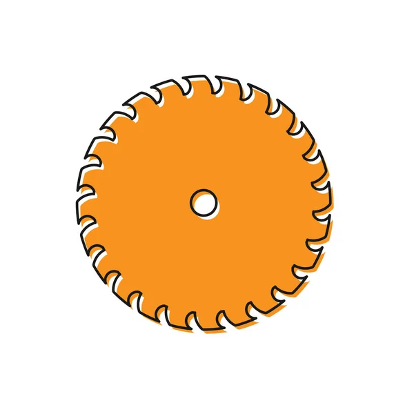 Narancsszínű körfűrészlap ikon fehér alapon elkülönítve. Fűrészkerék. Vektoros illusztráció — Stock Vector