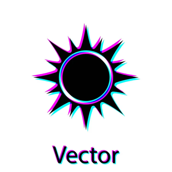 Schwarzes Sonnensymbol isoliert auf weißem Hintergrund. Vektorillustration — Stockvektor