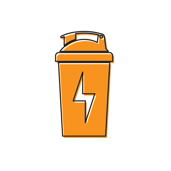 Orange Fitness icône shaker isolé sur fond blanc. Bouteille de shaker sportif avec couvercle pour cocktails à base d'eau et de protéines. Illustration vectorielle — Image vectorielle