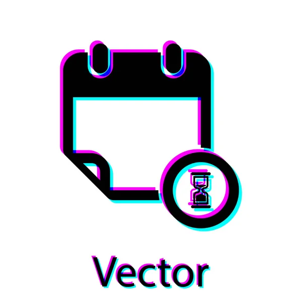 Siyah Takvim ve saat simgesi beyaz arka planda yalıtılmış. Zamanlama, randevu, organizatör, zaman çizelgesi, zaman yönetimi, önemli tarih. Vektör İllüstrasyonu — Stok Vektör