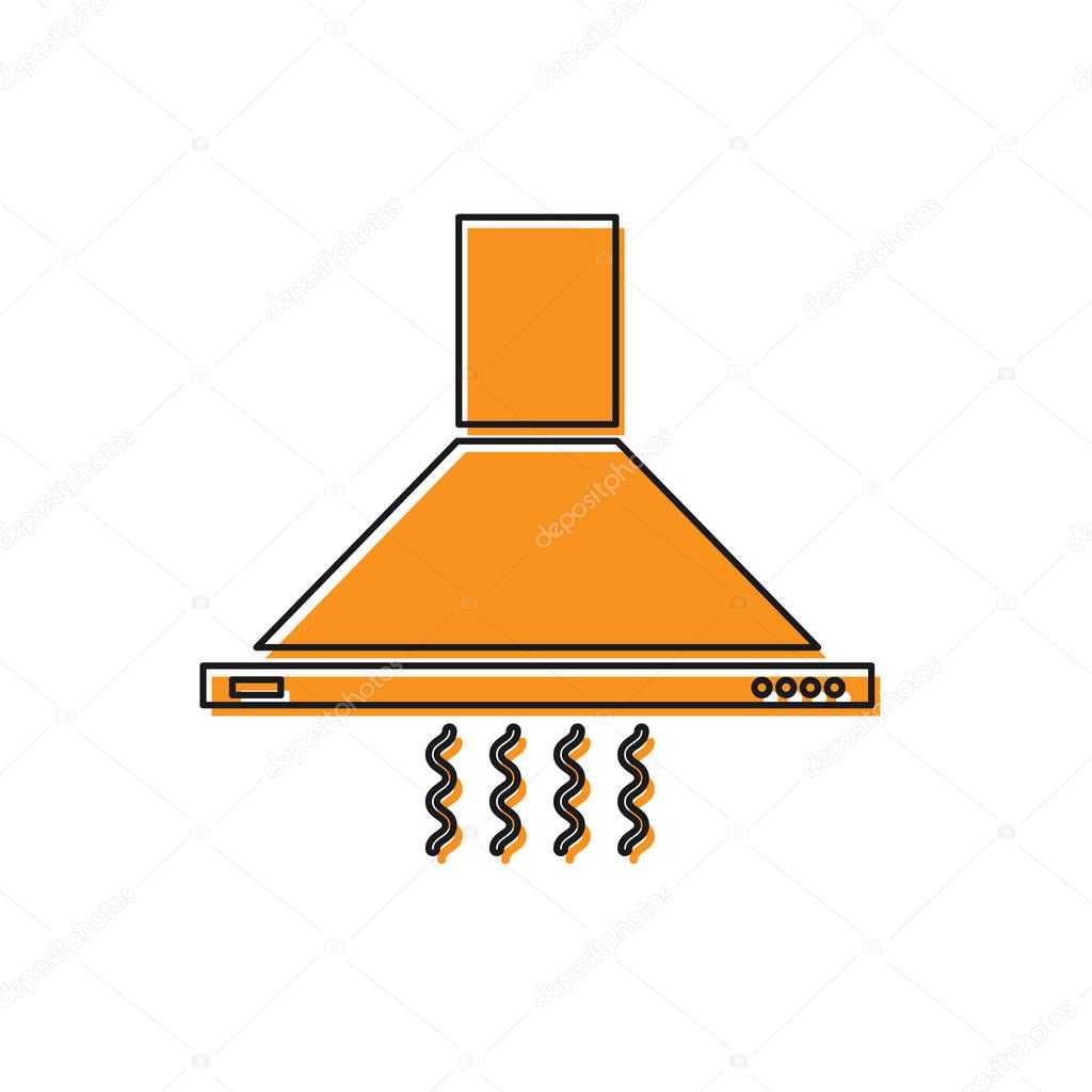 Orange Kitchen extractor fan icon isolated on white background. Cooker hood. Kitchen exhaust. Household appliance. Vector Illustration