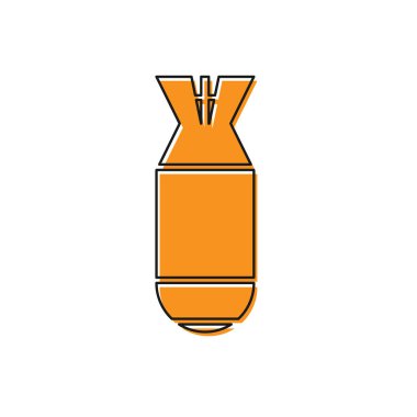 Turuncu Havacılık bomba simgesi beyaz arka plan üzerinde izole. Roket bombası düşüyor. Vektör İllüstrasyonu