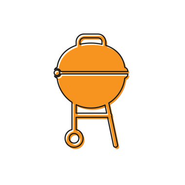 Beyaz arka planda turuncu ızgara ikonu izole edildi. Barbekü ızgara partisi. Vektör İllüstrasyonu