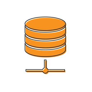 Orange Server, Data, Web sunucu simgesi beyaz arkaplanda izole edildi. Vektör İllüstrasyonu