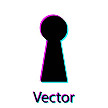 Siyah Anahtar Deliği simgesi beyaz arka planda yalıtılmış. Başarı çözümünün anahtarı. Anahtar deliği bilmece kavramını ifade, gizli, gözetleme, güvenlik, güvenlik. Vektör İllüstrasyonu