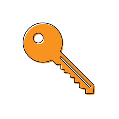 Turuncu Anahtar simgesi beyaz arka planda yalıtılmış. Düz tasarım. Vektör İllüstrasyonu