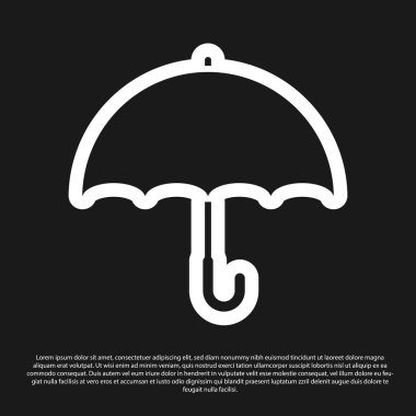 Siyah arka planda yalıtılmış siyah Şemsiye simgesi. Vektör İllüstrasyonu