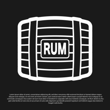 Siyah arka plan üzerinde izole rom simgesi ile siyah Ahşap varil. Vektör İllüstrasyonu