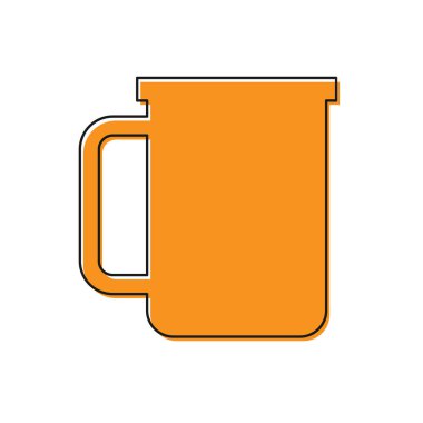 Turuncu Kahve fincan düz simgesi beyaz arka plan üzerinde izole. Çay bardağı. Sıcak içecek kahve. Vektör İllüstrasyonu