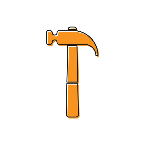 Icona Orange Hammer isolata su sfondo bianco. Strumento per la riparazione. Illustrazione vettoriale — Vettoriale Stock