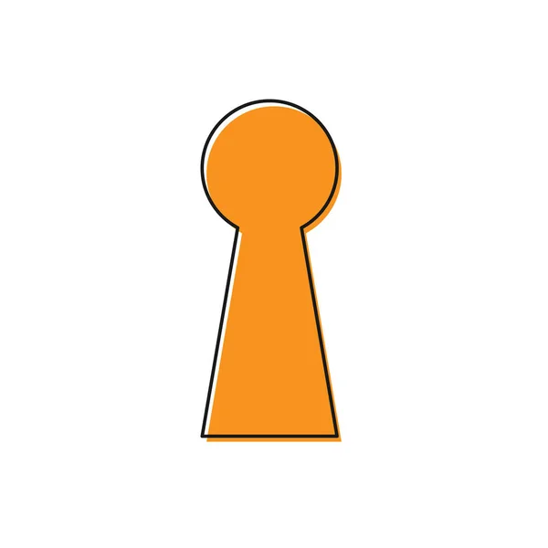 橙色钥匙孔图标隔离在白色背景上。成功解决方案的关键。钥匙孔表达了谜语、秘密、窥视、安全、安全的概念。矢量插图 — 图库矢量图片