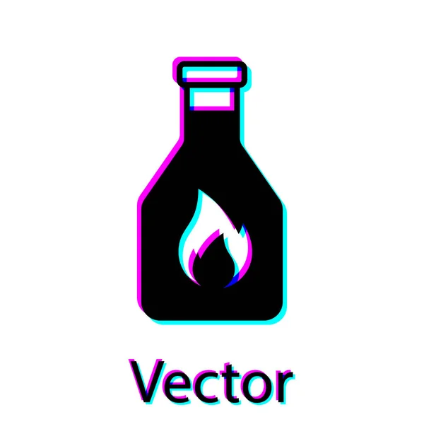 Icono de la botella de Ketchup negro aislado sobre fondo blanco. Ilustración vectorial — Vector de stock