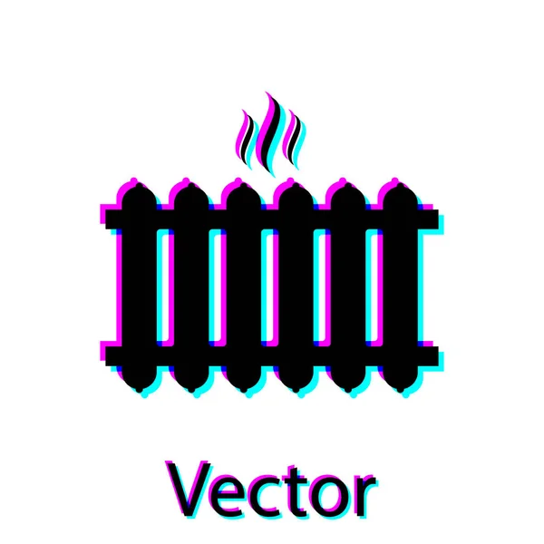 Ícone de radiador de aquecimento preto isolado no fundo branco. Ilustração vetorial — Vetor de Stock