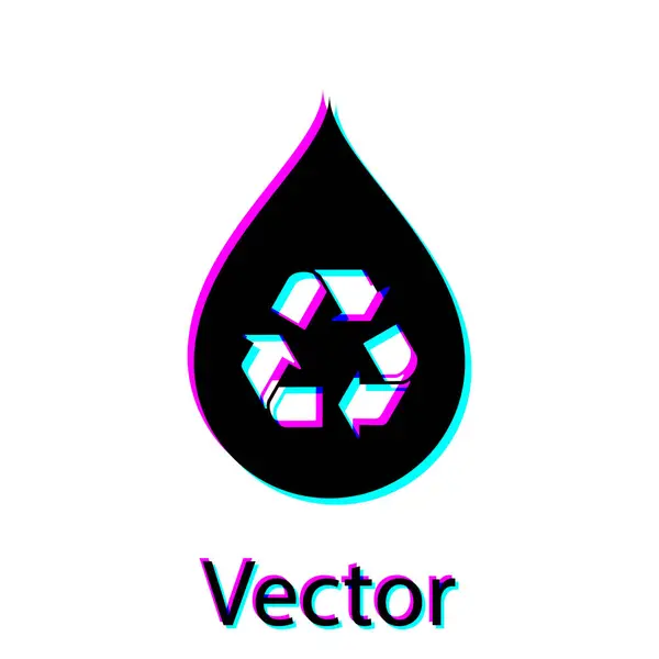 Schwarz recycelt sauberes Aqua-Symbol isoliert auf weißem Hintergrund. Wassertropfen mit Zeichenrecycling. Vektorillustration — Stockvektor