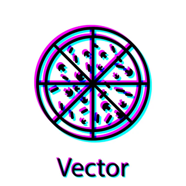 Icono de Pizza Negra aislado sobre fondo blanco. Ilustración vectorial — Vector de stock