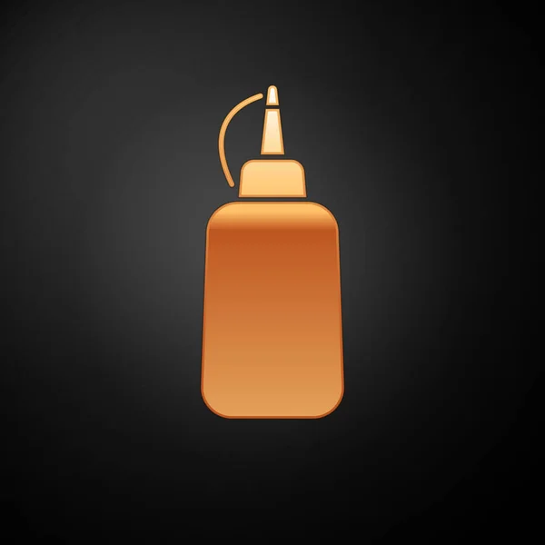 Gold Mustard bottle icon isolated on black background. Vector Illustration — Stock Vector