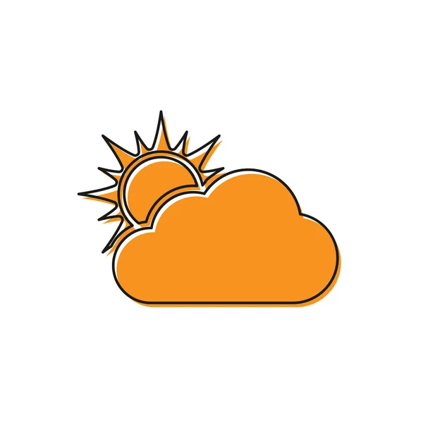橙色太阳和云彩天气图标孤立在白色背景.病媒图解 — 图库矢量图片