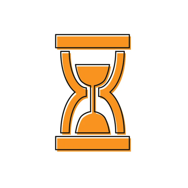 Reloj de arena naranja viejo con el icono de arena que fluye aislado sobre fondo blanco. Señal de reloj de arena. Concepto de negocio y gestión del tiempo. Ilustración vectorial — Archivo Imágenes Vectoriales
