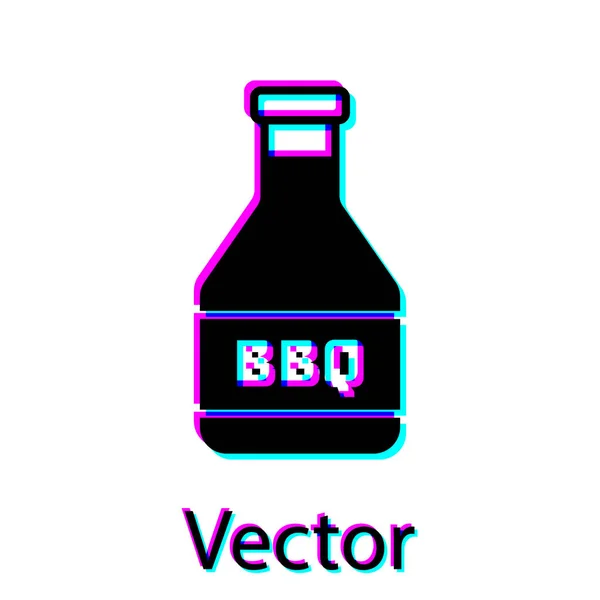 Černá Ketčup ikona láhve izolovaná na bílém pozadí. Symbol grilu barbecue a BBQ. Vektorová ilustrace — Stockový vektor