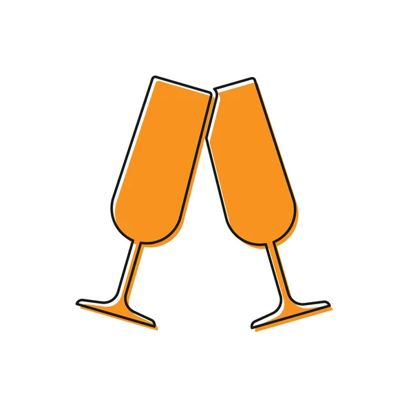 Orange Glasses of champagne icon isolated on white background. Vector Illustration — Stock Vector