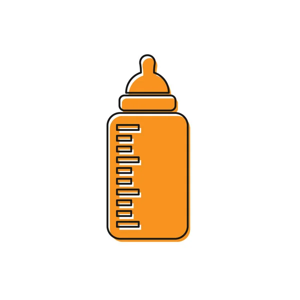 Orange nappflaska ikon isolerad på vit bakgrund. Napp flaskans ikon. Mjölk Flask skylt. Vektor illustration — Stock vektor
