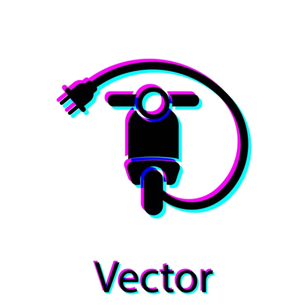 Icono de scooter eléctrico negro aislado sobre fondo blanco. Ilustración vectorial — Vector de stock