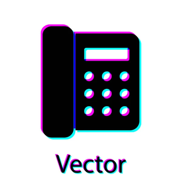 Icône de téléphone noir isolé sur fond blanc. Téléphone fixe. Illustration vectorielle — Image vectorielle